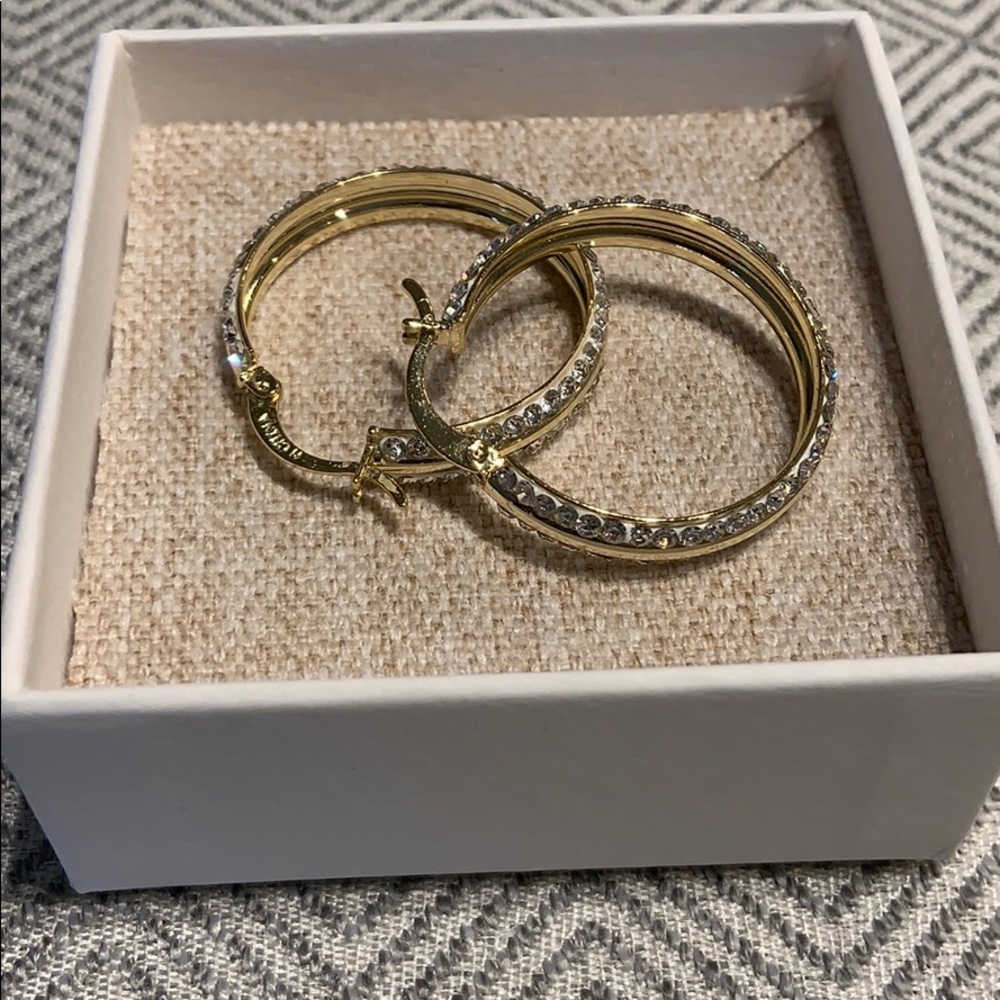 Hoop earrings, rhinestone, gold plated